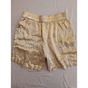Terez New York Gold Satin Athletic Boxer Shorts Elastic Waist Women's Size S‎